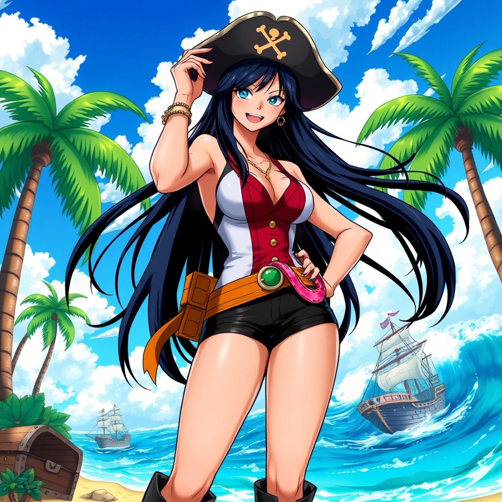 A dynamic, high-energy illustration of Nico Robin from One Piece, showcasing her iconic style and personality