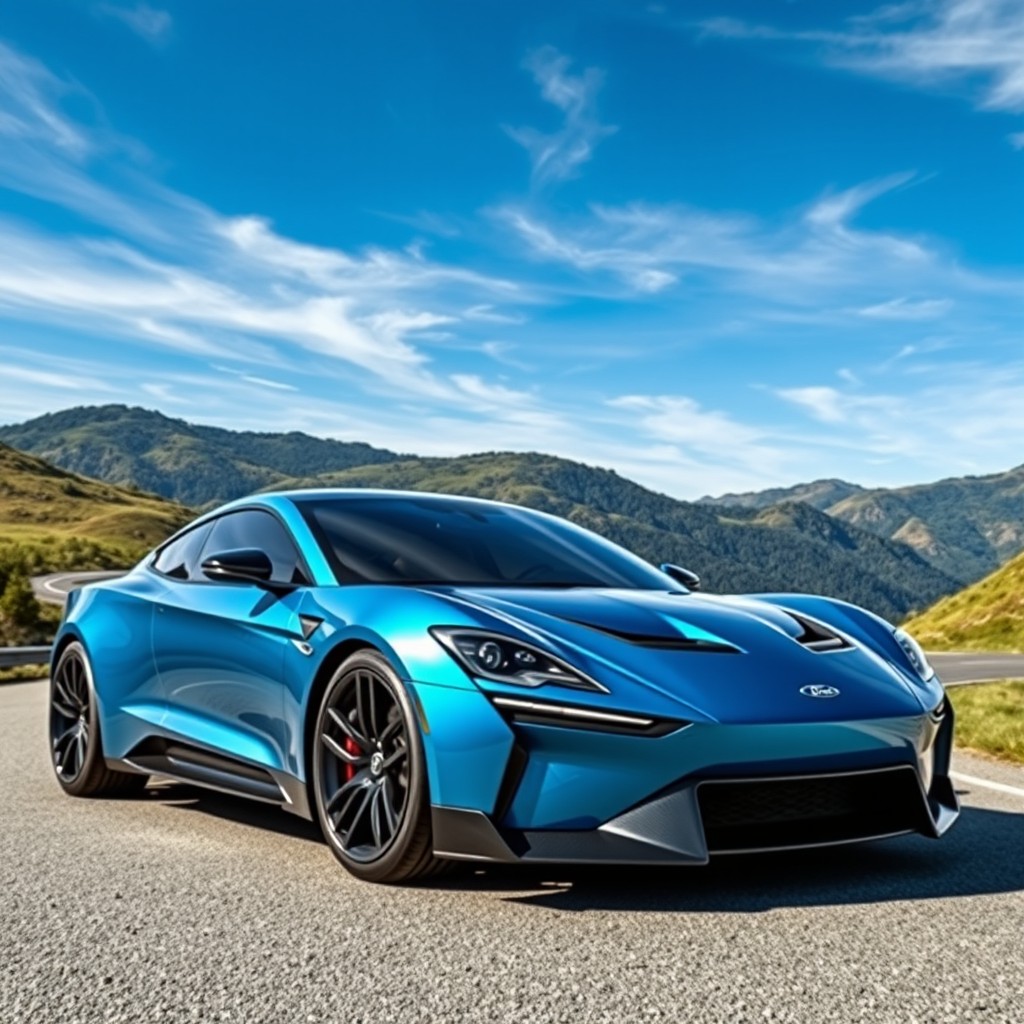A stunning hybrid vehicle that combines the classic design of a Ford Falcon with the futuristic aesthetics of a Koenigsegg Jesko