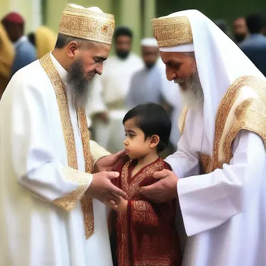 The parented child received the blessings of the religious leader.