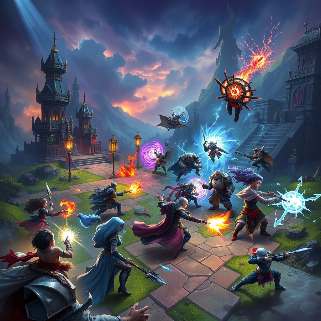 A high-resolution digital artwork of a Dota 2 scene featuring intense gameplay