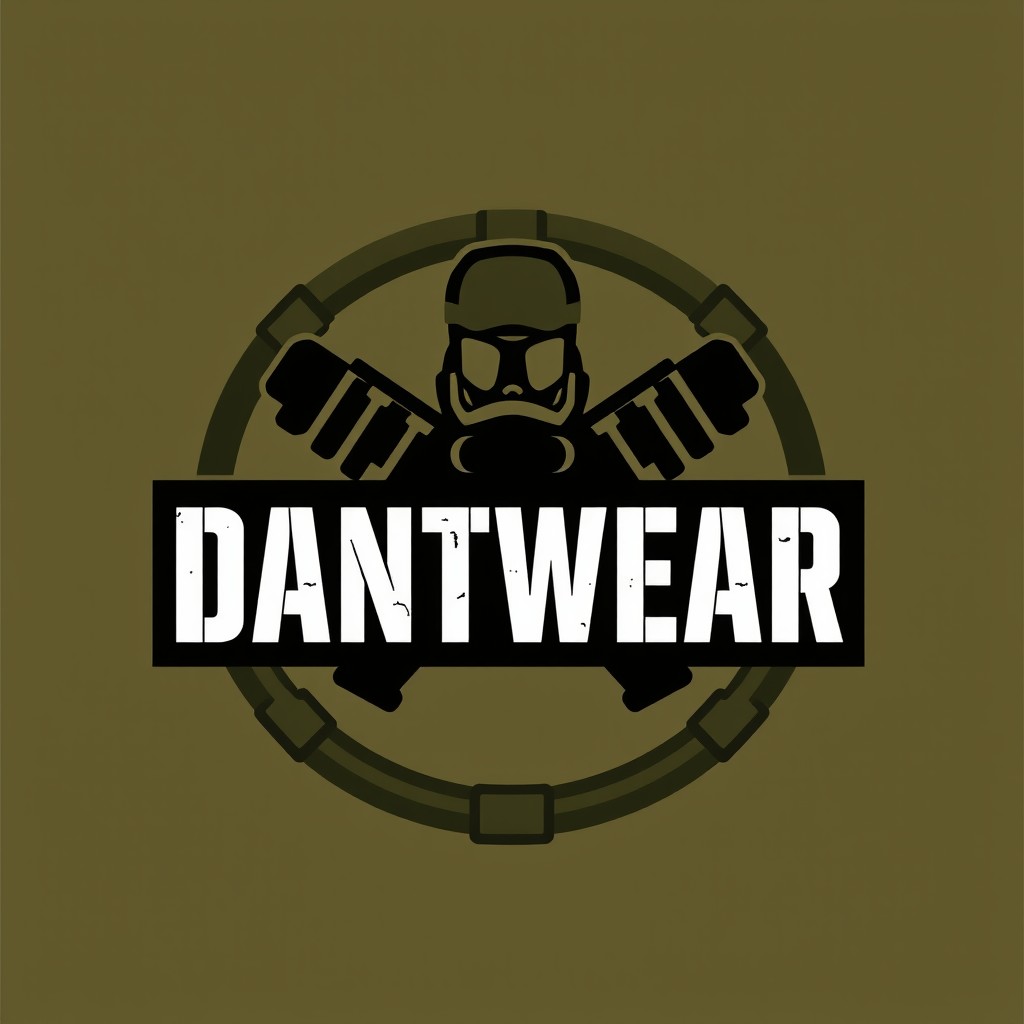 A logo design for a tactical clothing brand named 'DANTWEAR'