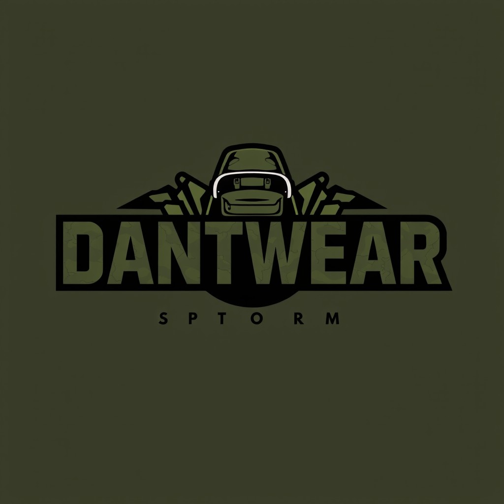 A logo design for a clothing brand named 'DANTWEAR' with a tactical clothing theme