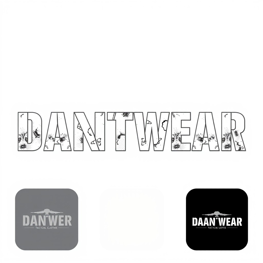A logo design for a tactical clothing brand named 'DANTWEAR'