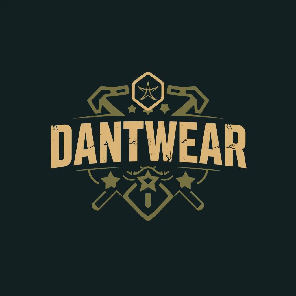 Design a logo for a clothing brand named 'DANTWEAR' with a tactical clothing theme