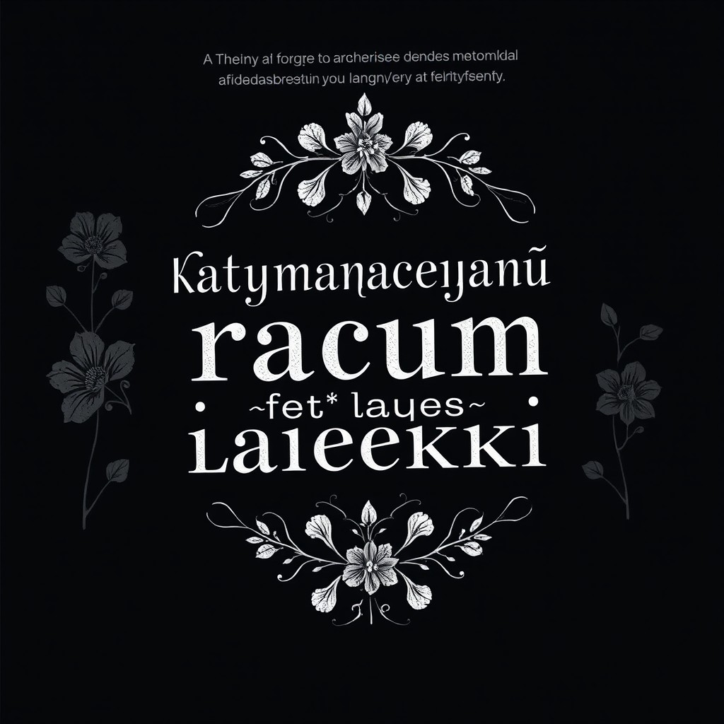 A dark-themed book cover featuring beautiful typography that reads 'Затуманенный разум ищет лазейки' in an elegant font, enhanced with white floral designs around the text