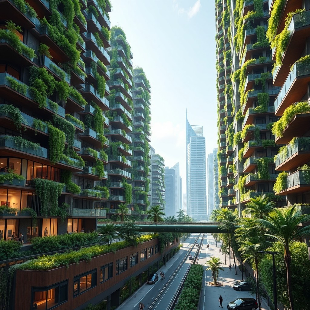 Welcome to the stunning sustainable city of 2050! As we embark on this guided tour, the first thing that will captivate your attention is the innovative green architecture that harmonizes with nature