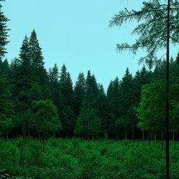 A forest being monitored by smart surveillance cameras.