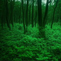 A forest being monitored by smart surveillance cameras.