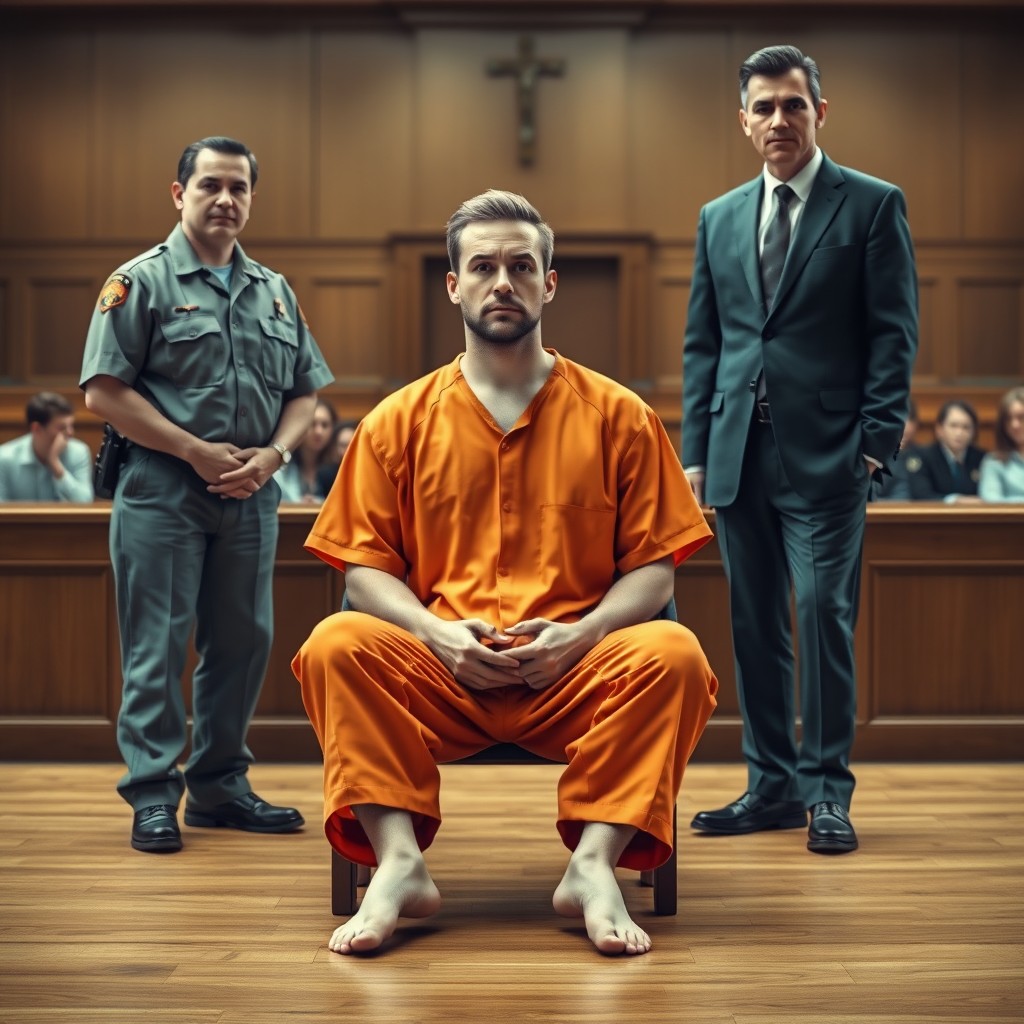 Realistic American Courtroom Scene - A Tense Moment Before Sentencing