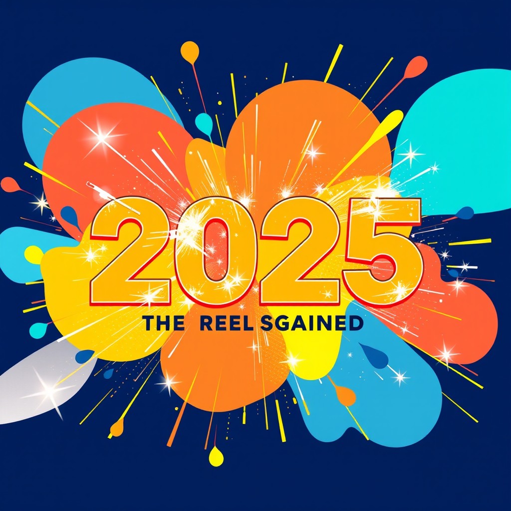 A vibrant and colorful yearbook background for the year 2025, featuring the title 'The Spark We Gained' artistically integrated in bold, modern typography