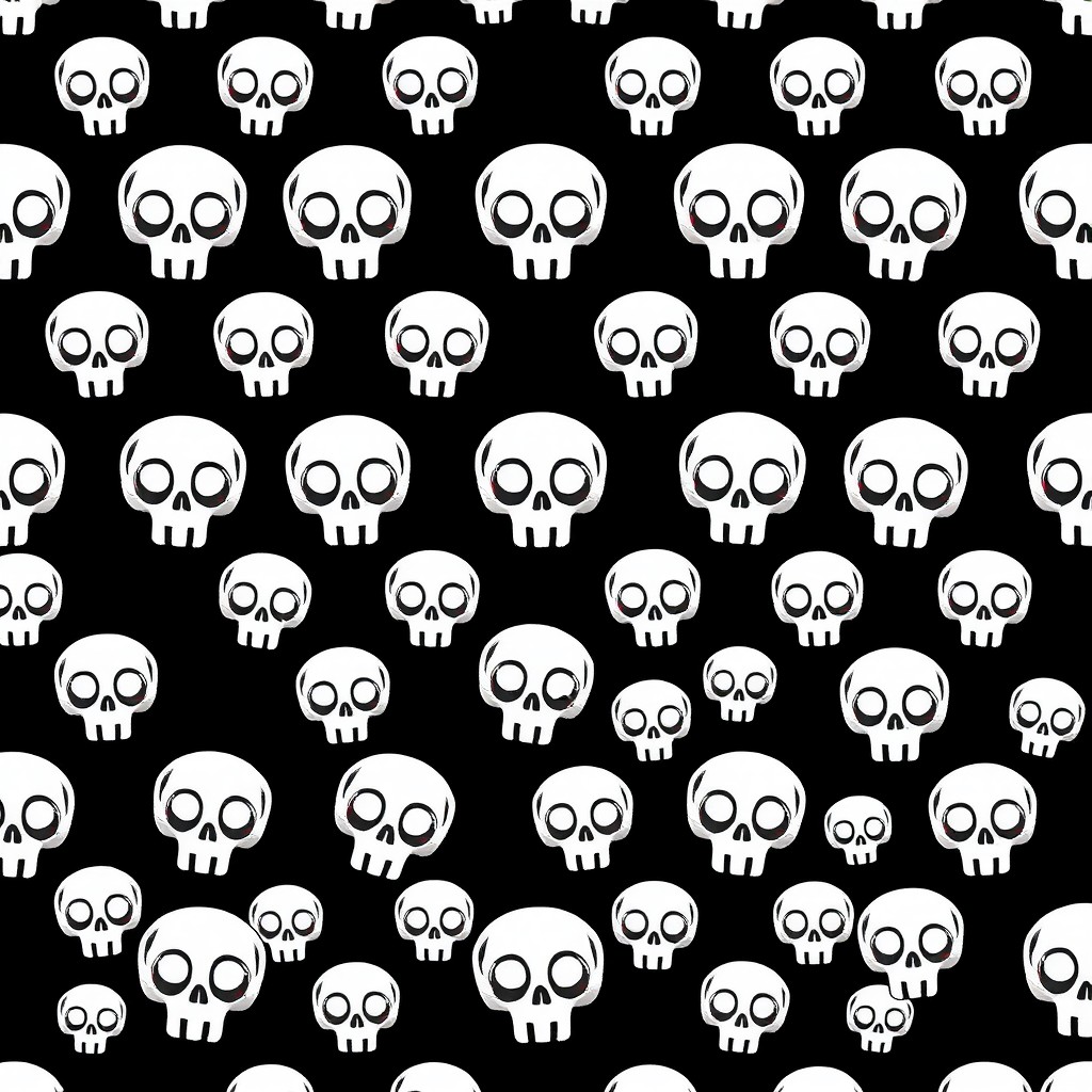 A seamless texture composed of hundreds of cartoonish white skulls arranged in a regular, repeating pattern