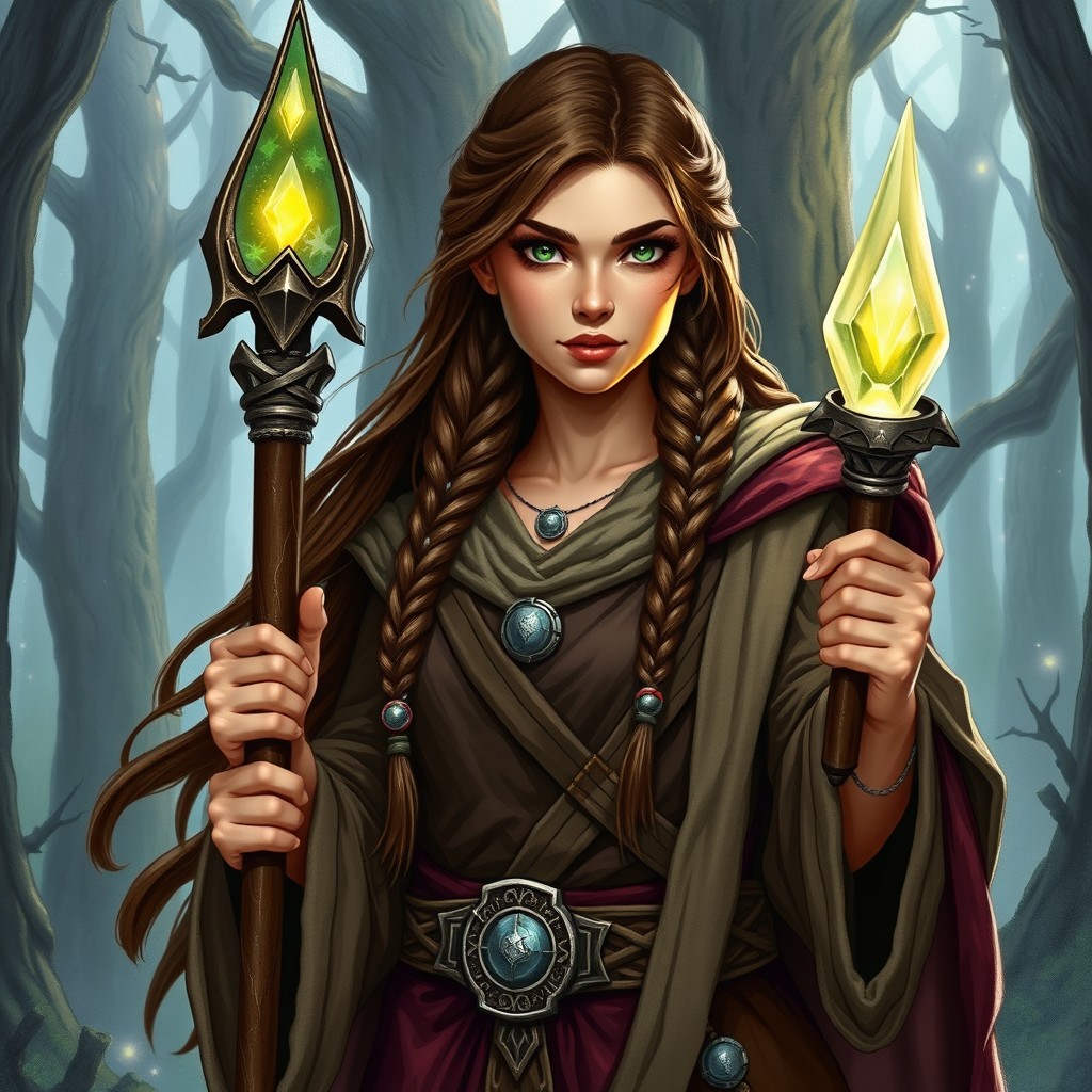 A strong and determined female dwarf cleric from a fantasy Dungeons and Dragons setting