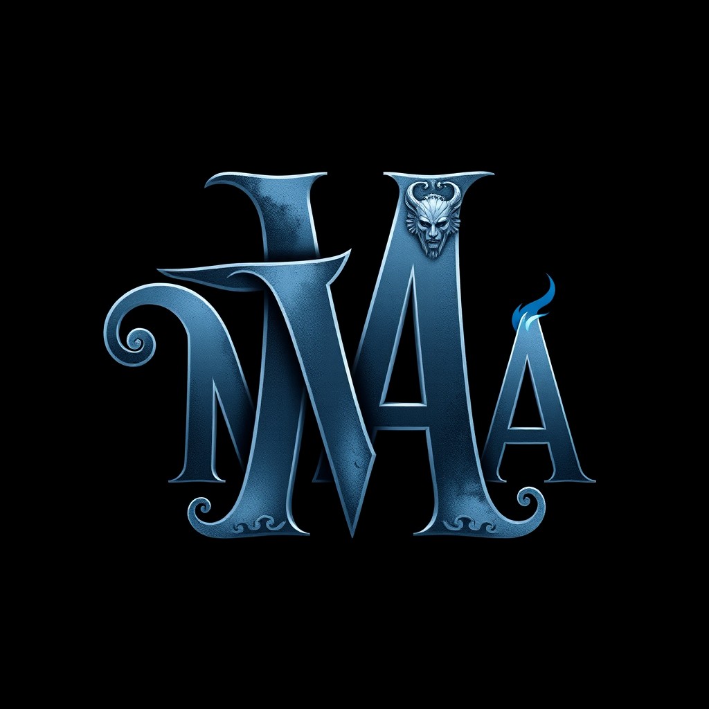 A creative logo that prominently features the letters "N" and "A" intertwined with the Greek symbol of Hades, designed to evoke a sense of ancient mythology and mystery
