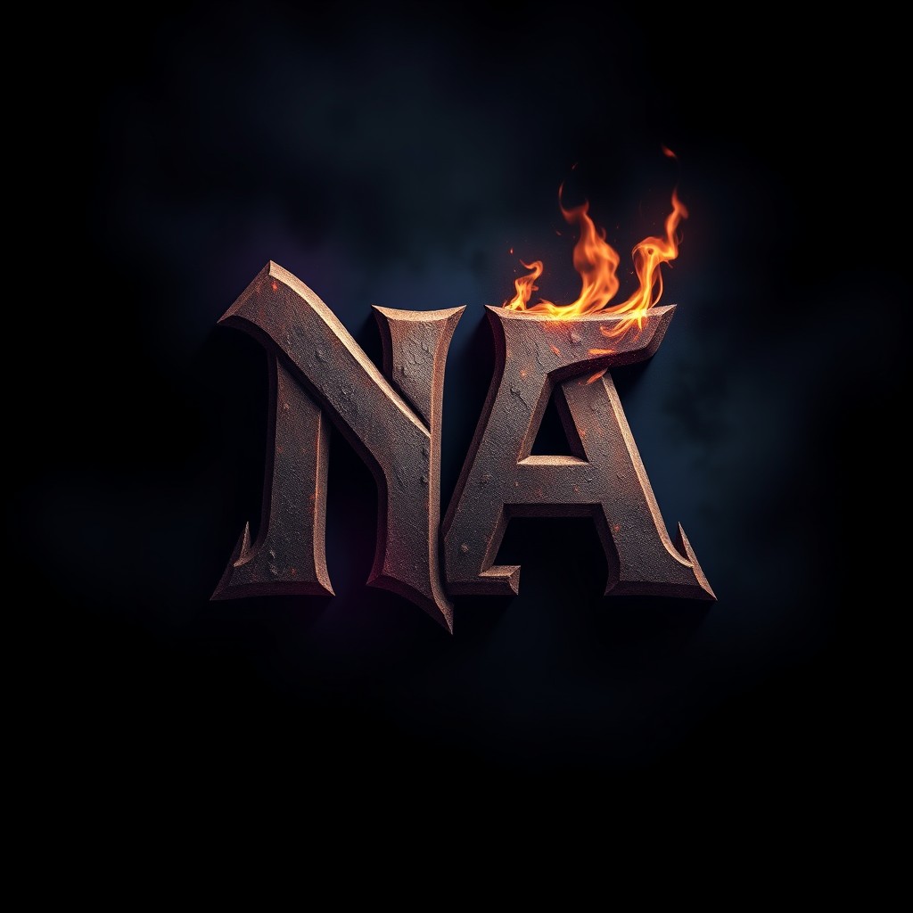 A creative logo design featuring the letters "N" and "A", intricately merged with the Greek symbol representing Hades