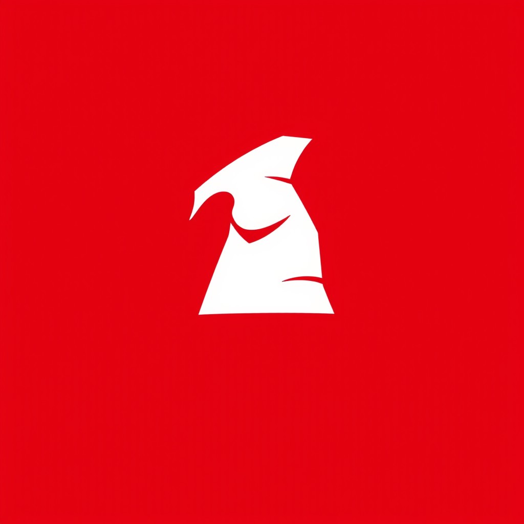 A simple, modern, professional, and minimalist logo featuring a white silhouette of a wizard hat, set against a solid red background