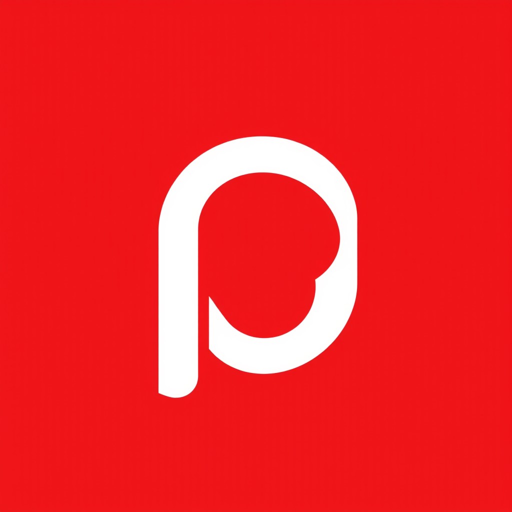 A simple, modern, professional, and minimalist logo featuring a white letter "P" on a solid red background