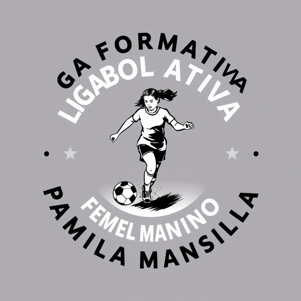 A professional logo design featuring the words "LIGA FORMATIVA DE FÚTBOL FEMENINO 'CAMILA MANSILLA'" in bold, modern typography