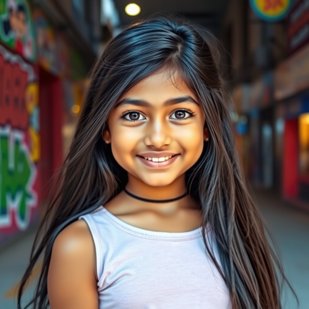 A cute Indian girl wearing a stylish crop top, showcasing her vibrant personality and trendy fashion sense