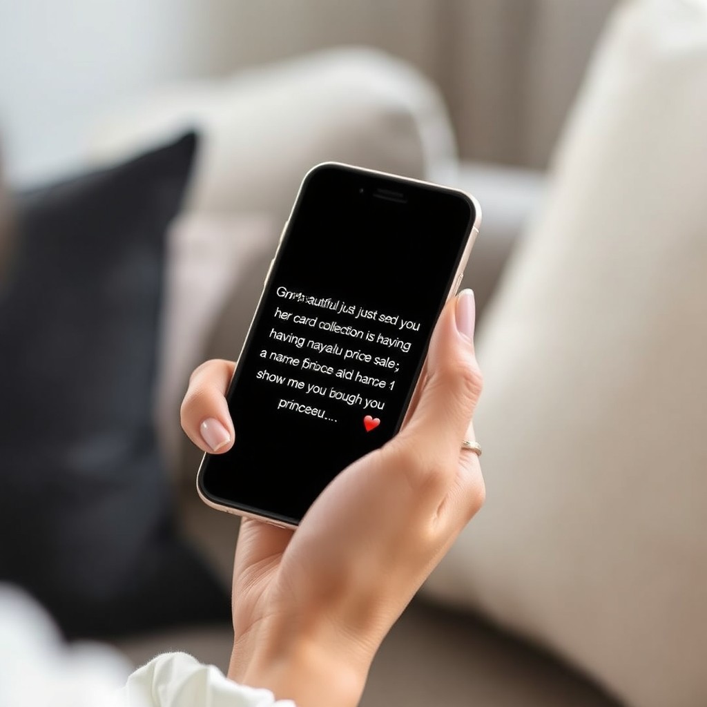 A close-up shot of a woman's hand elegantly holding a smartphone