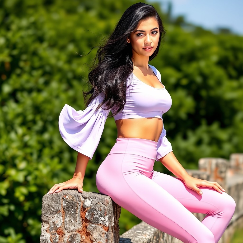 A confident and fit young woman posing outdoors on a sunny day