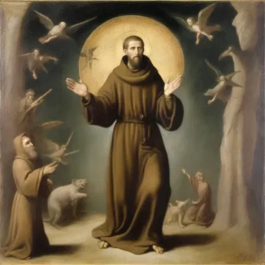 The painting depicted the sainthood of Saint Francis of Assisi, capturing his spiritual aura.