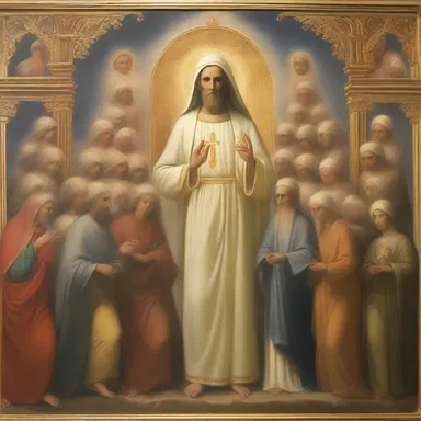 The painting beautifully depicted the ethereal presence of sainthood, showcasing the holiness of the saints.
