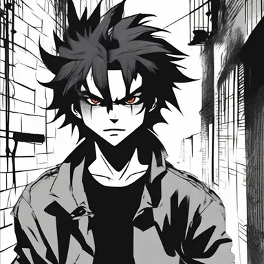 In the dark alley, a tike with wild hair and a menacing smirk approached, sending shivers down my spine.