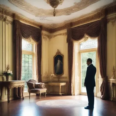 The elegant mansion was decorated with opulence and sophistication, but an uncultured tike's presence seemed out of place amidst the grandeur.