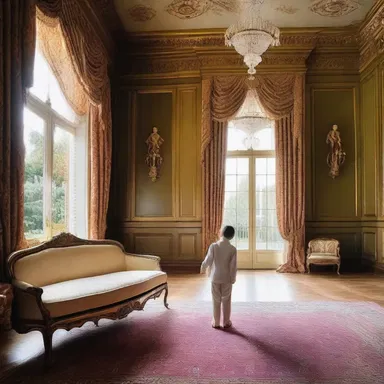 The elegant mansion was decorated with opulence and sophistication, but an uncultured tike's presence seemed out of place amidst the grandeur.