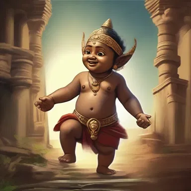 According to the ancient legends, a mischievous tike was responsible for causing chaos and upheaval among the gods.