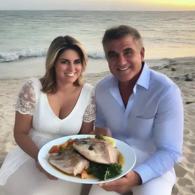 On their honeymoon, the couple enjoyed a candlelit dinner by the beach, feasting on fresh grey snapper caught earlier that day.