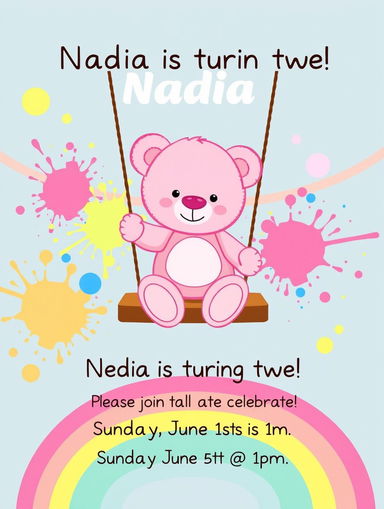 A playful and cute birthday invitation for a 2 year old's birthday party