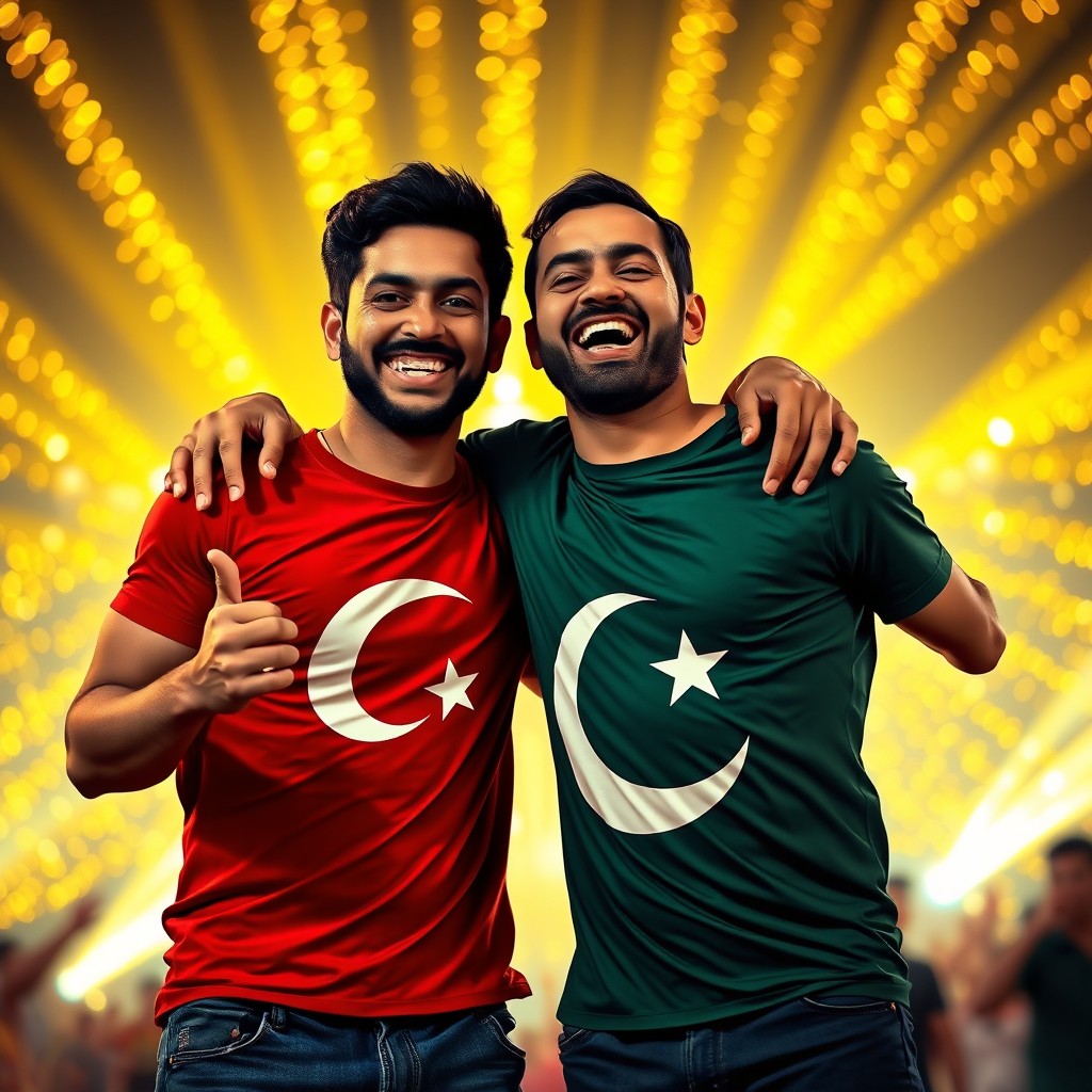 Two men stand in a powerful embrace, their faces full of joy and hope, celebrating a moment of victory together