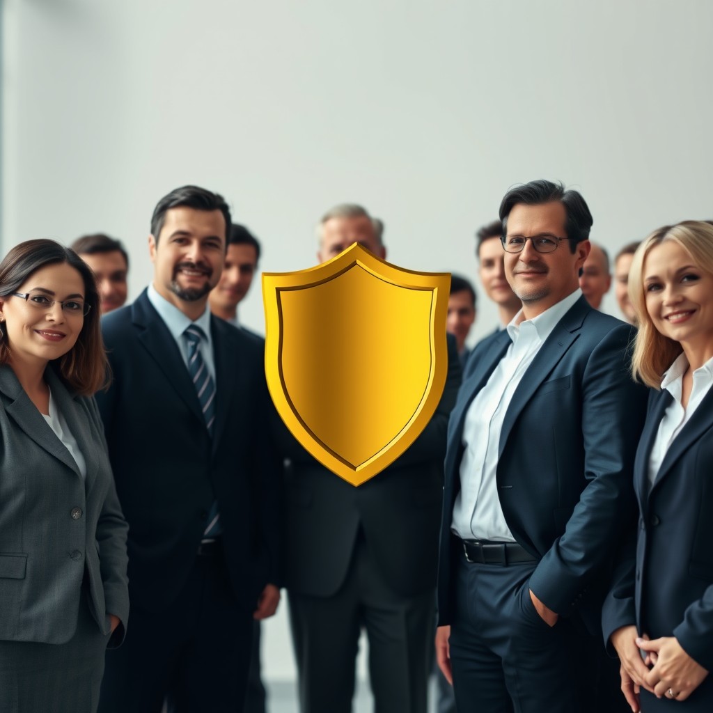 A realistic thumbnail for a YouTube video with a landscape aspect ratio of 16:9, featuring a group of business leaders in professional attire gathered together