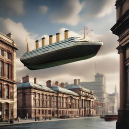 A titanic architectural structure soaring towards the sky, dwarfing surrounding buildings in an urban landscape