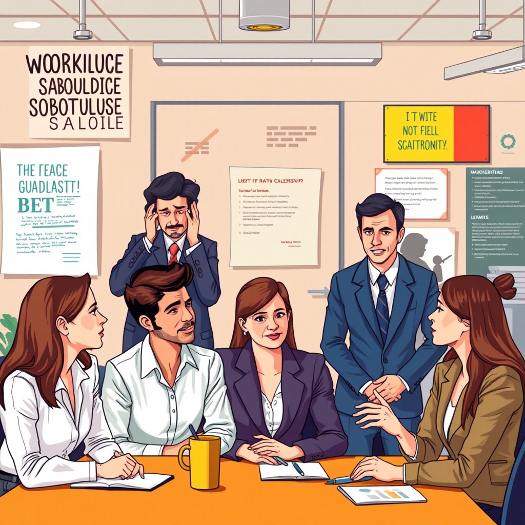 A professional and impactful visual representation illustrating the concept of workplace saboteurs and effective leadership strategies to manage them