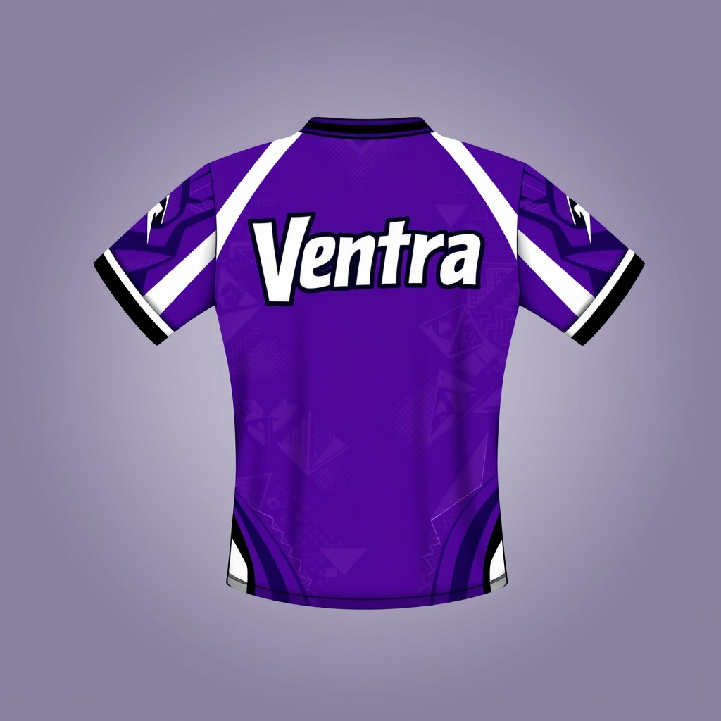 A vibrant and stylish jersey design featuring the name "Ventra" prominently displayed on the front in bold, dynamic lettering