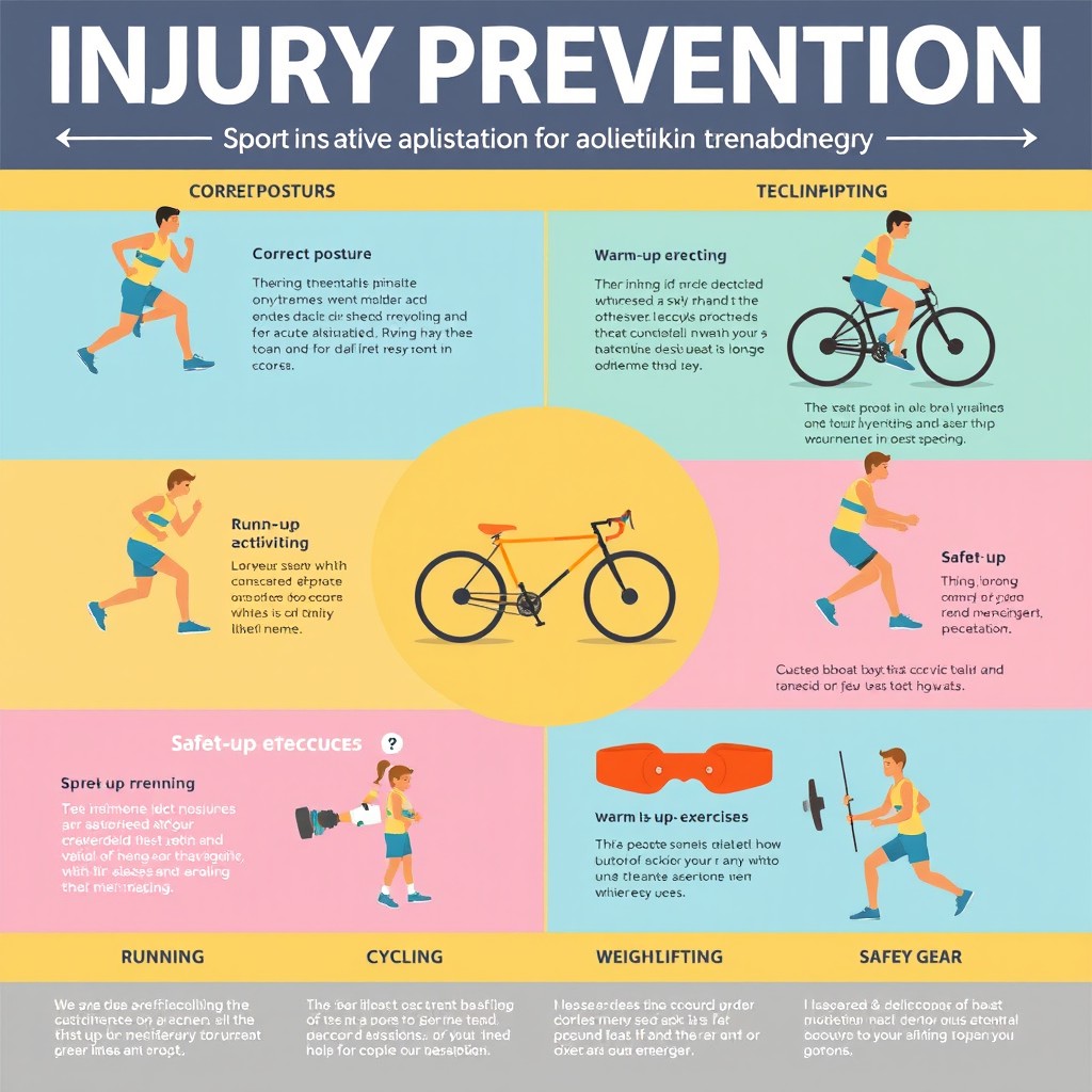 A visually engaging infographic illustrating various injury prevention techniques for different sports activities
