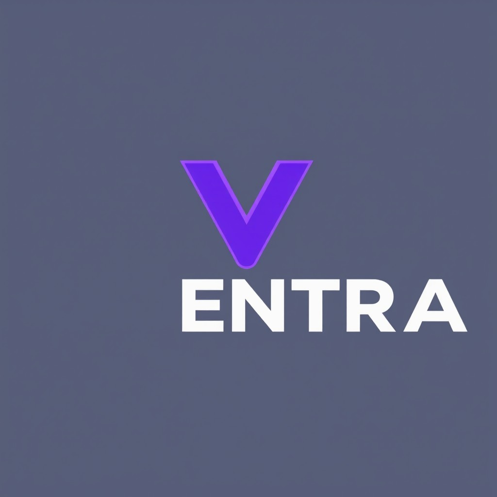A stylized image featuring a large, artistic letter 'V' in a cool and modern font, presented in a vibrant purple color