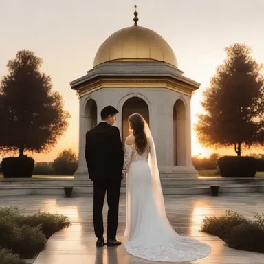 As the sun set over the beautiful mausoleum, they vowed to love each other for eternity.