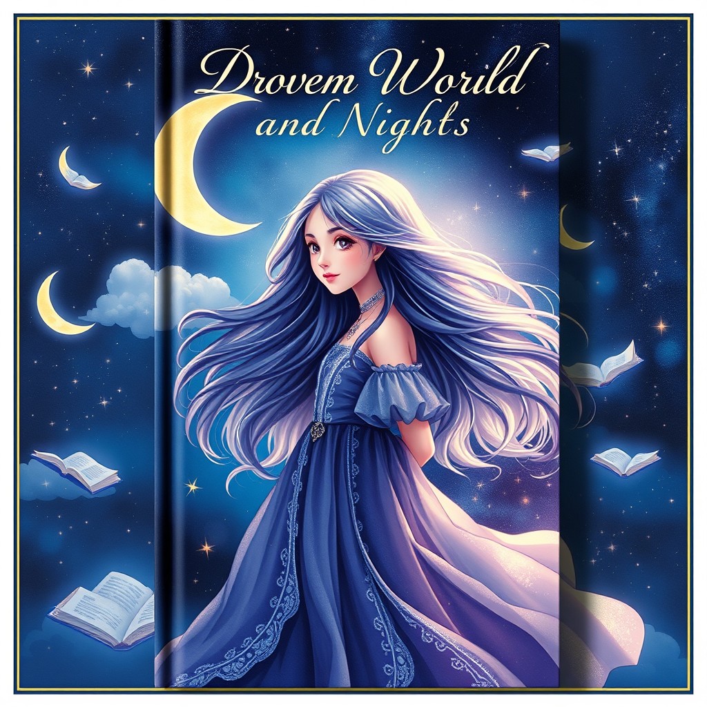 A book cover featuring an artistic portrayal of a girl who loves the dream world and nights