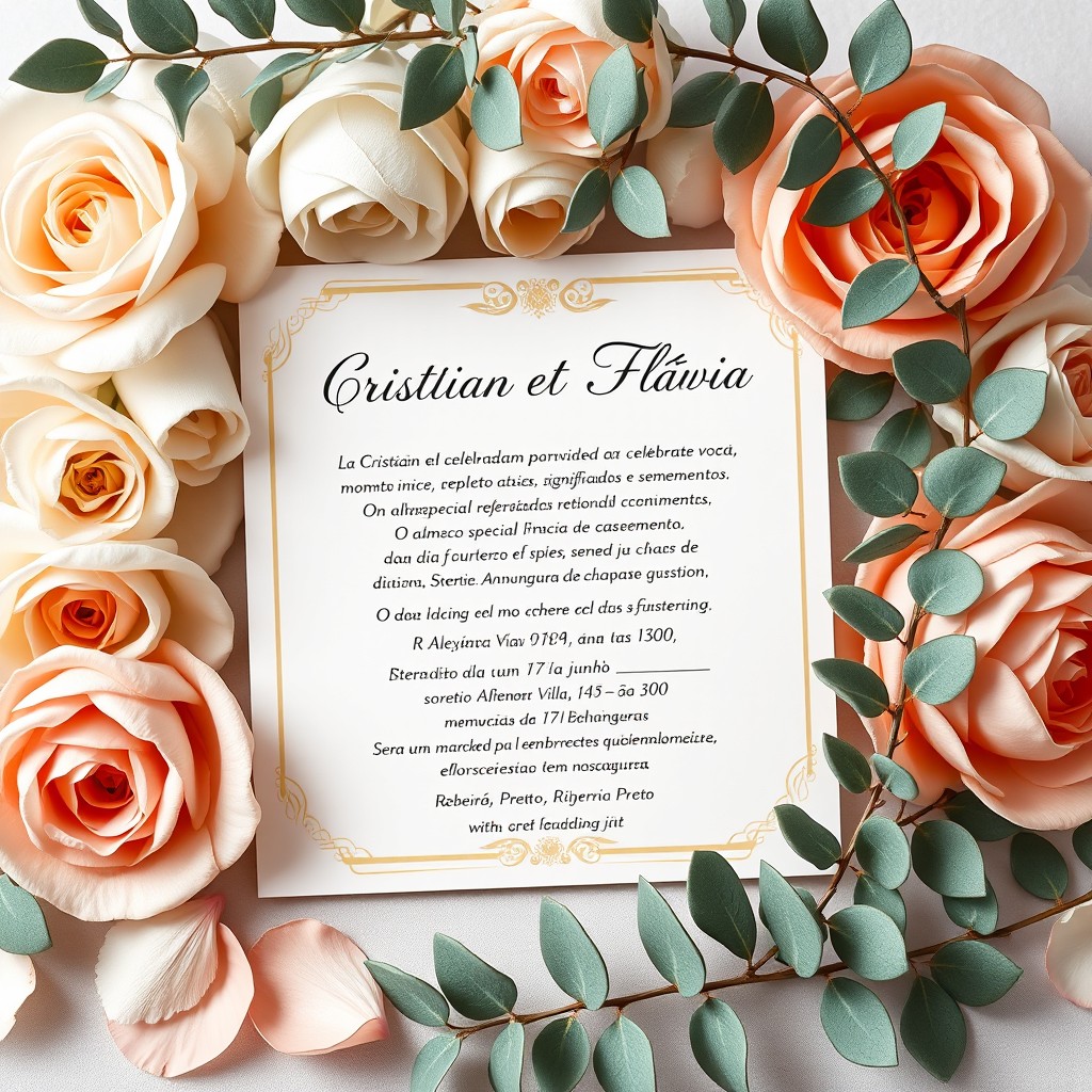 An elegant wedding invitation featuring a heartfelt design with realistic details