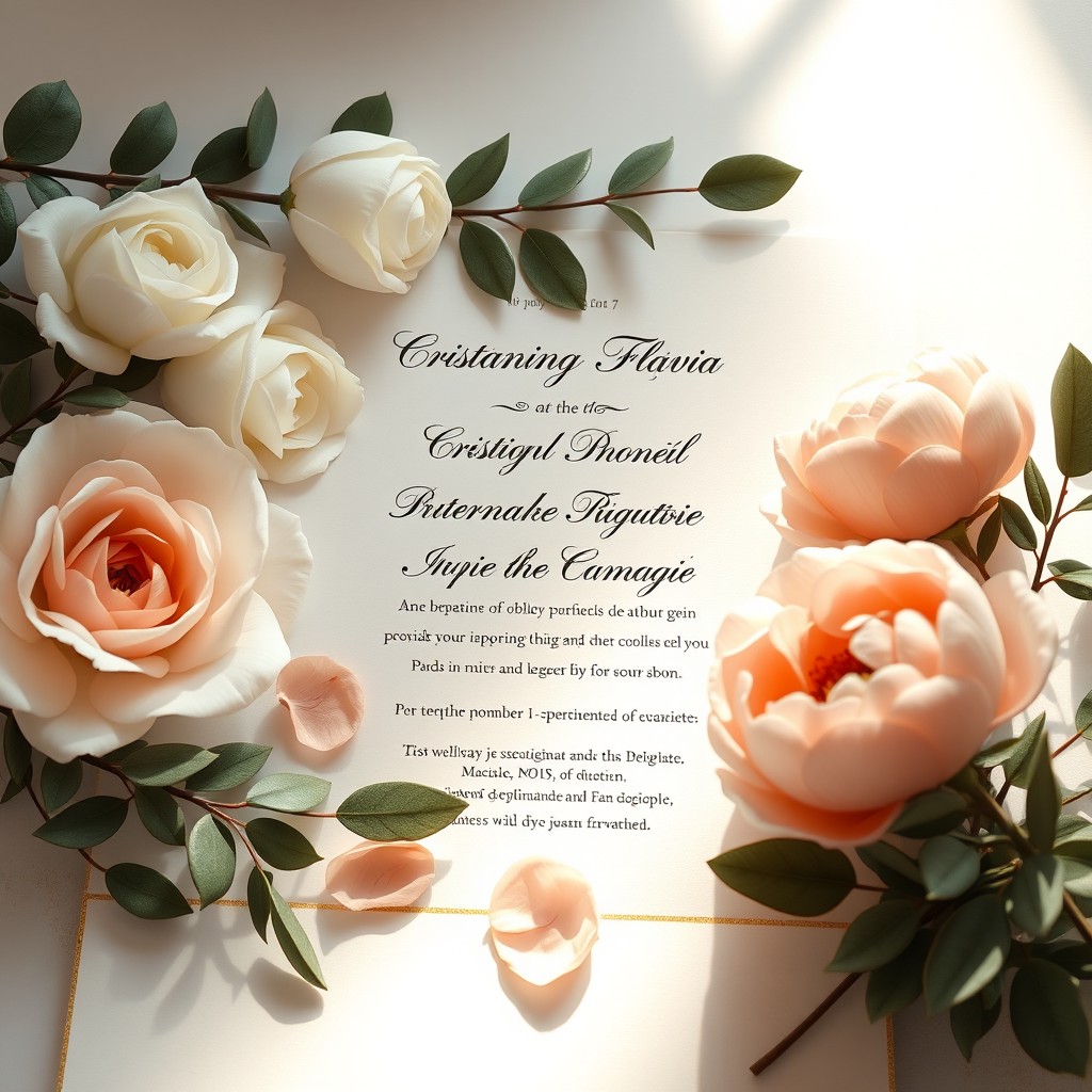A stunning wedding invitation design celebrating Cristian and Flávia's unique moment filled with meaningful emotions