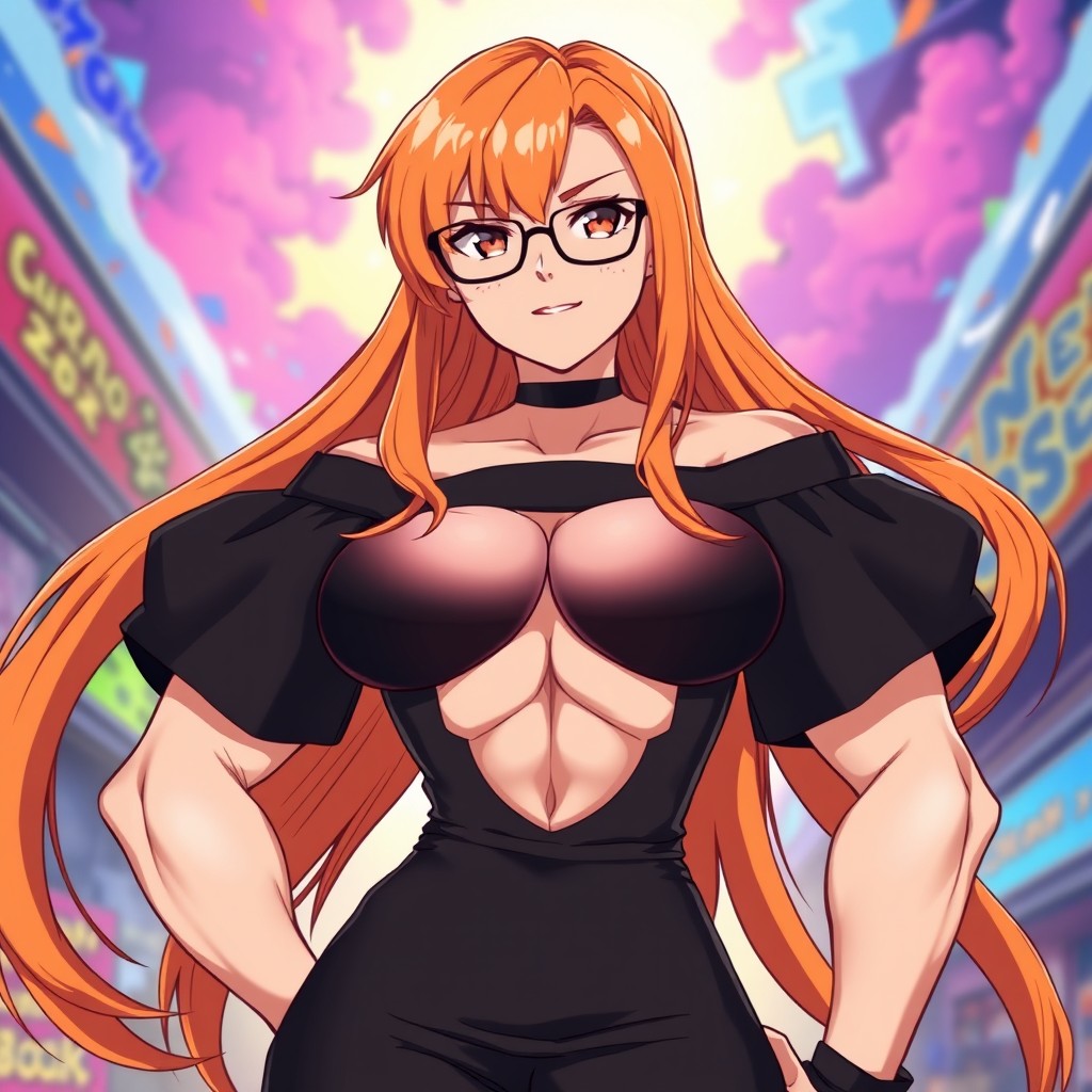 Powerful Anime Muscle Girl Illustration | Idyllic AI Art