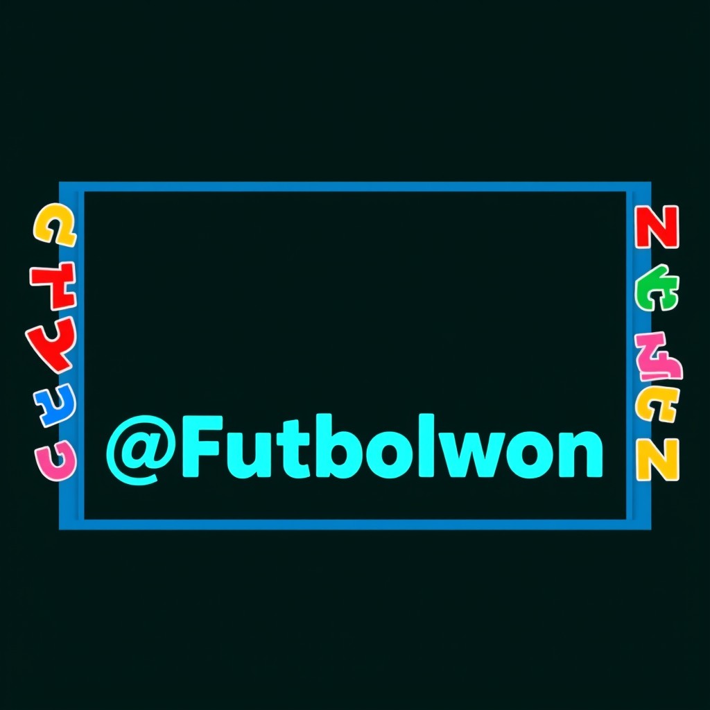 A visually striking frame design featuring the text '@Futbolwon' prominently displayed in a vibrant blue color at the bottom of the frame
