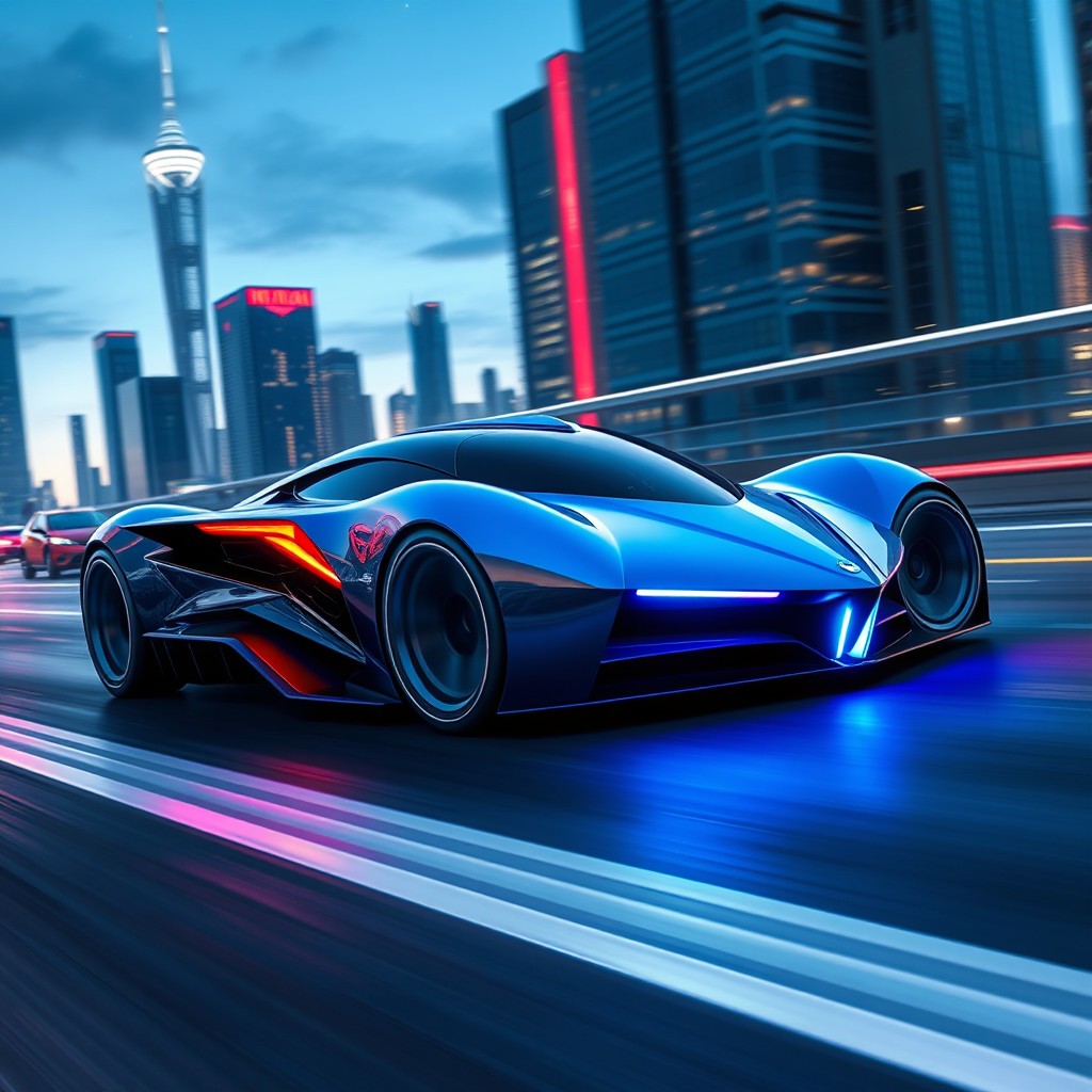 A futuristic hypercar inspired by the iconic Lancia brand, designed for the year 2028