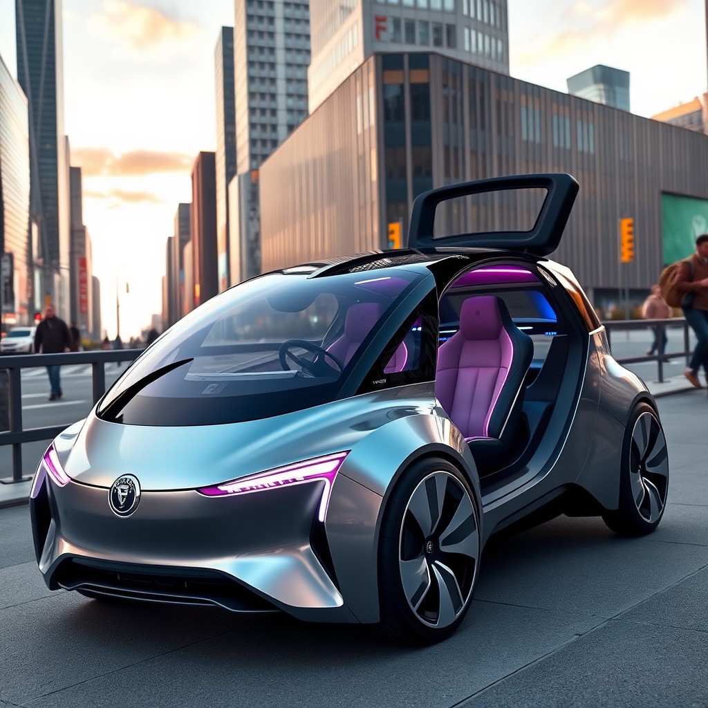 A futuristic concept city car from Lancia, designed for the year 2028