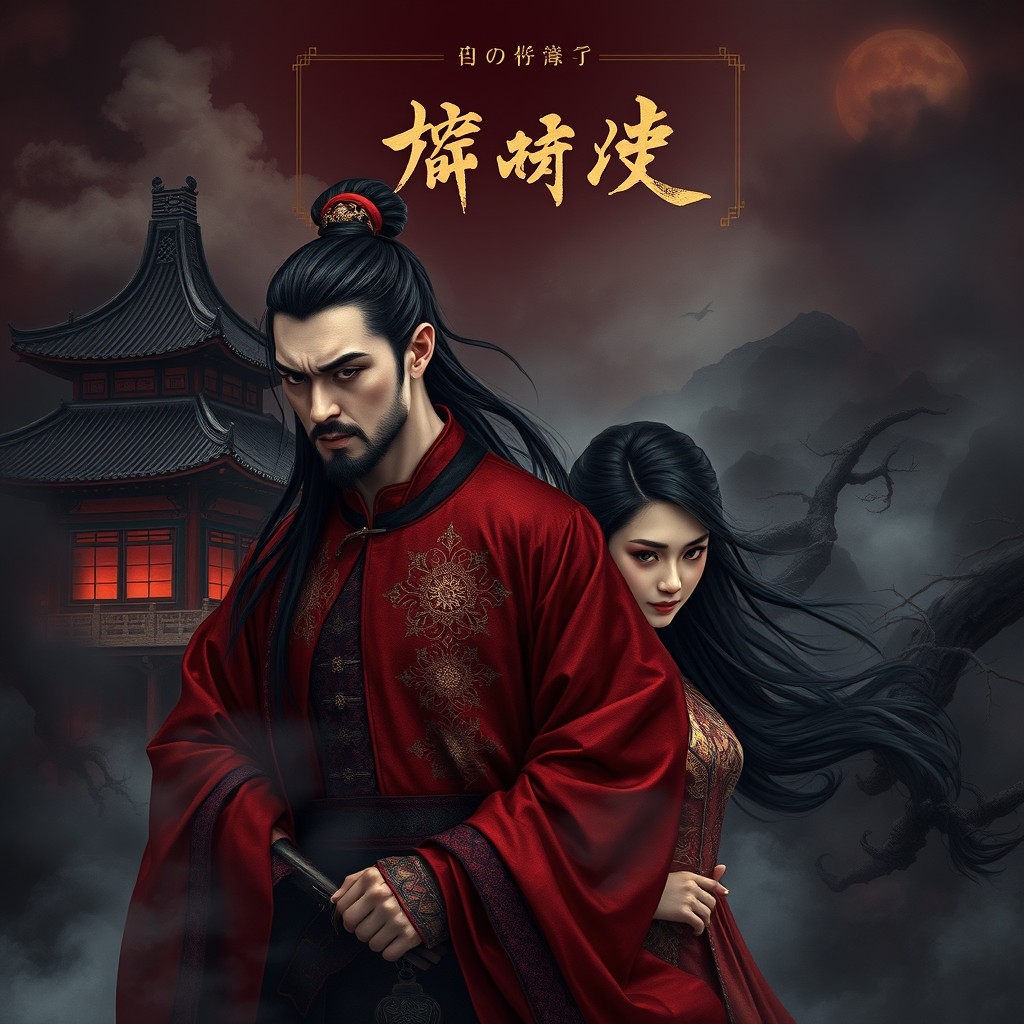 A captivating book cover design that showcases a blend of Chinese mythology, featuring a powerful shēngguǐ (siluman) intertwined with elements of royal political intrigue