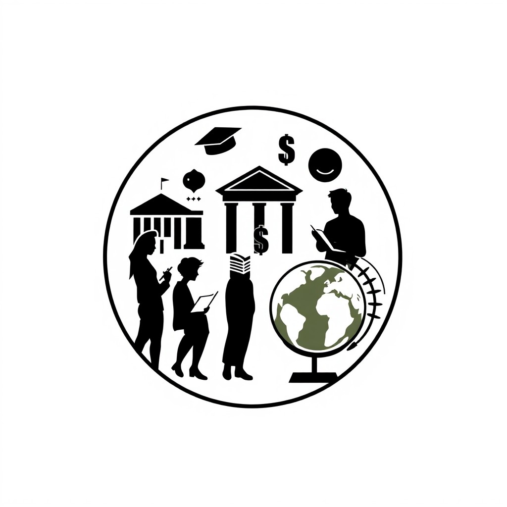 A small black and white logo that represents the practical training phases for university students in fields such as initial education, banking, finance, history, and foreign languages