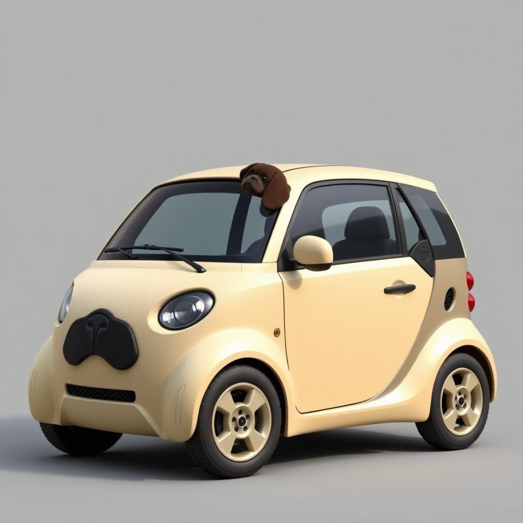 A unique car design featuring a straight windshield and hood forming a right angle